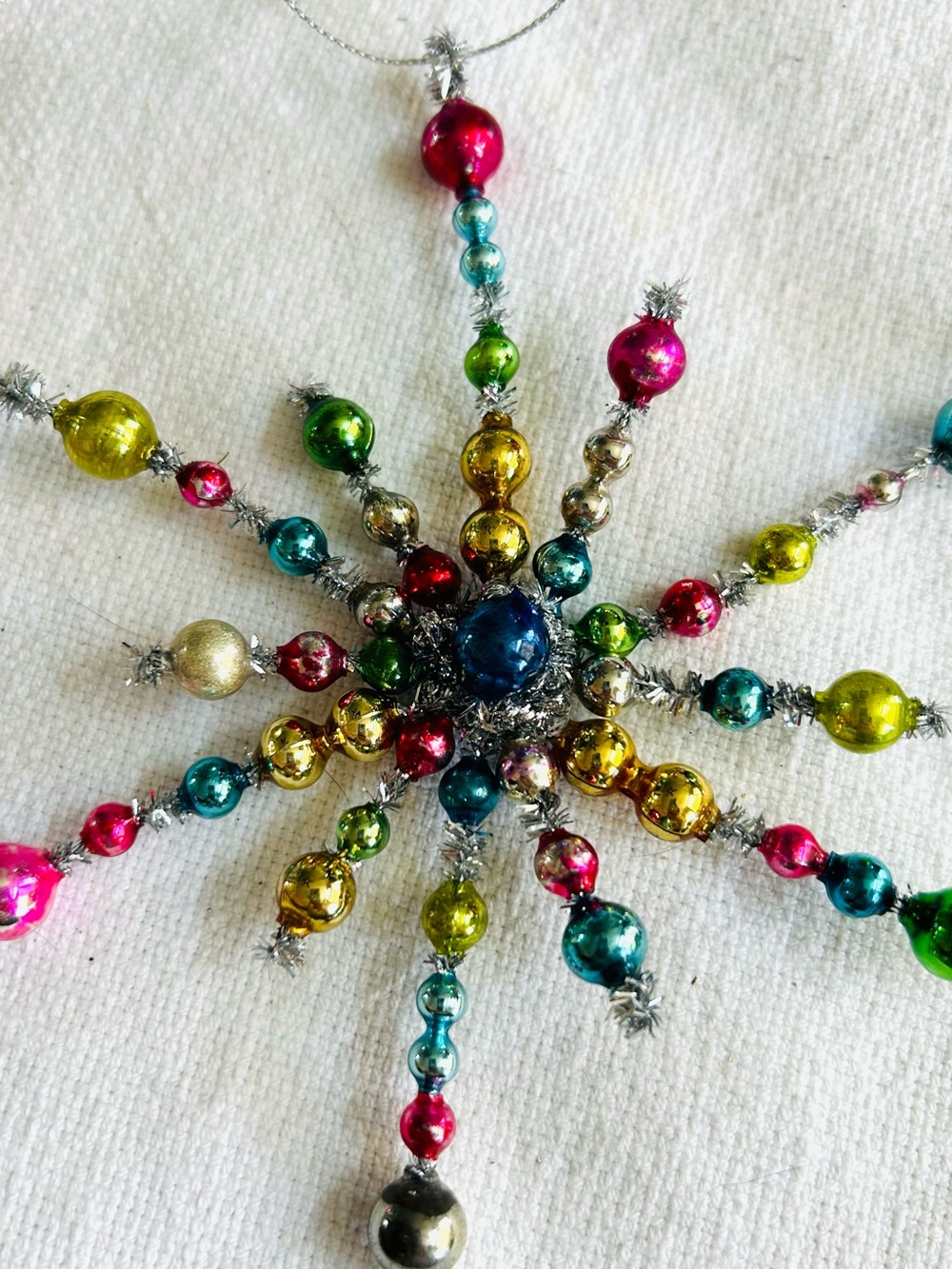 Vintage repurposed holiday star burst Christmas Ornament